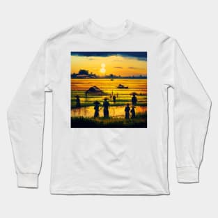 [AI Art] Sunset field workers Long Sleeve T-Shirt